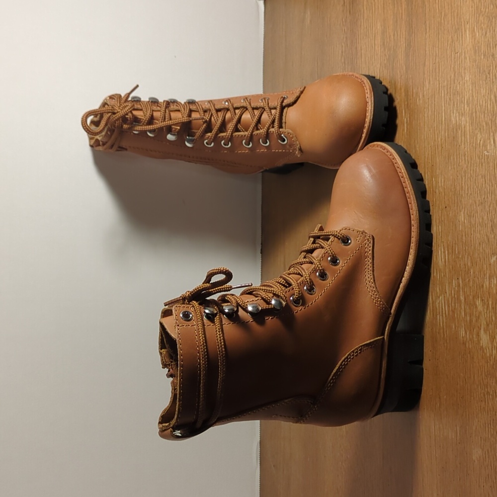 New Free People X Jeffrey Campbell Lucca Brown Leather Hiker Boots Size 6